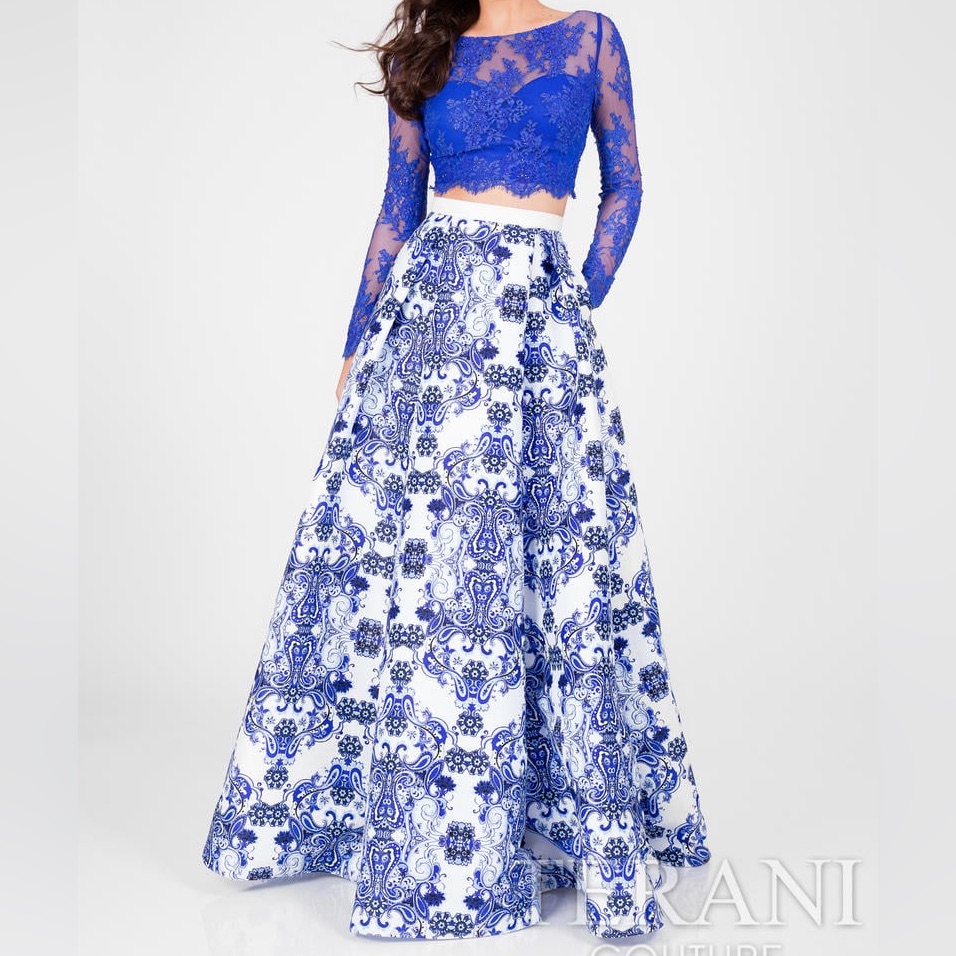 Terani Couture New + Tags 2 Piece Gown Tulle Crystals Lace Dress China Porcelain